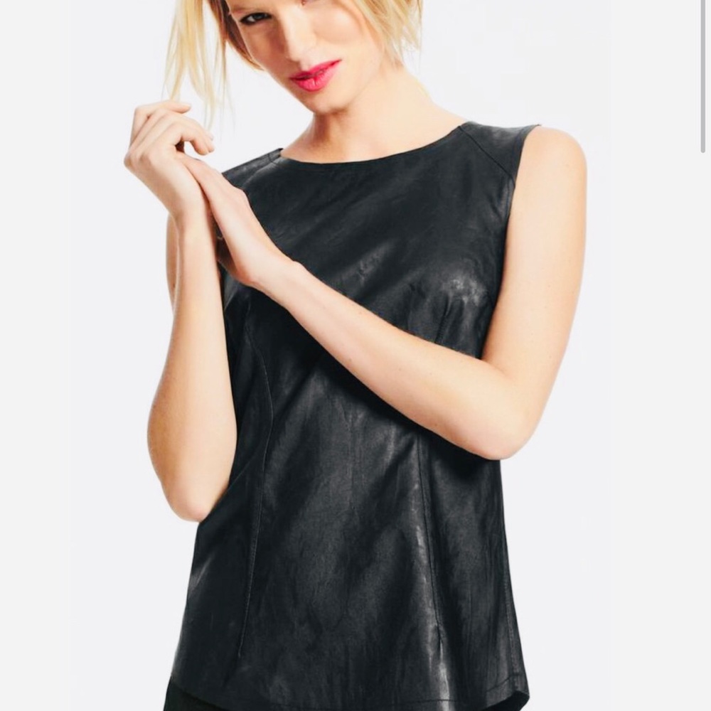 CAbi Black Faux Leather "Fleather" Shell- Size 12